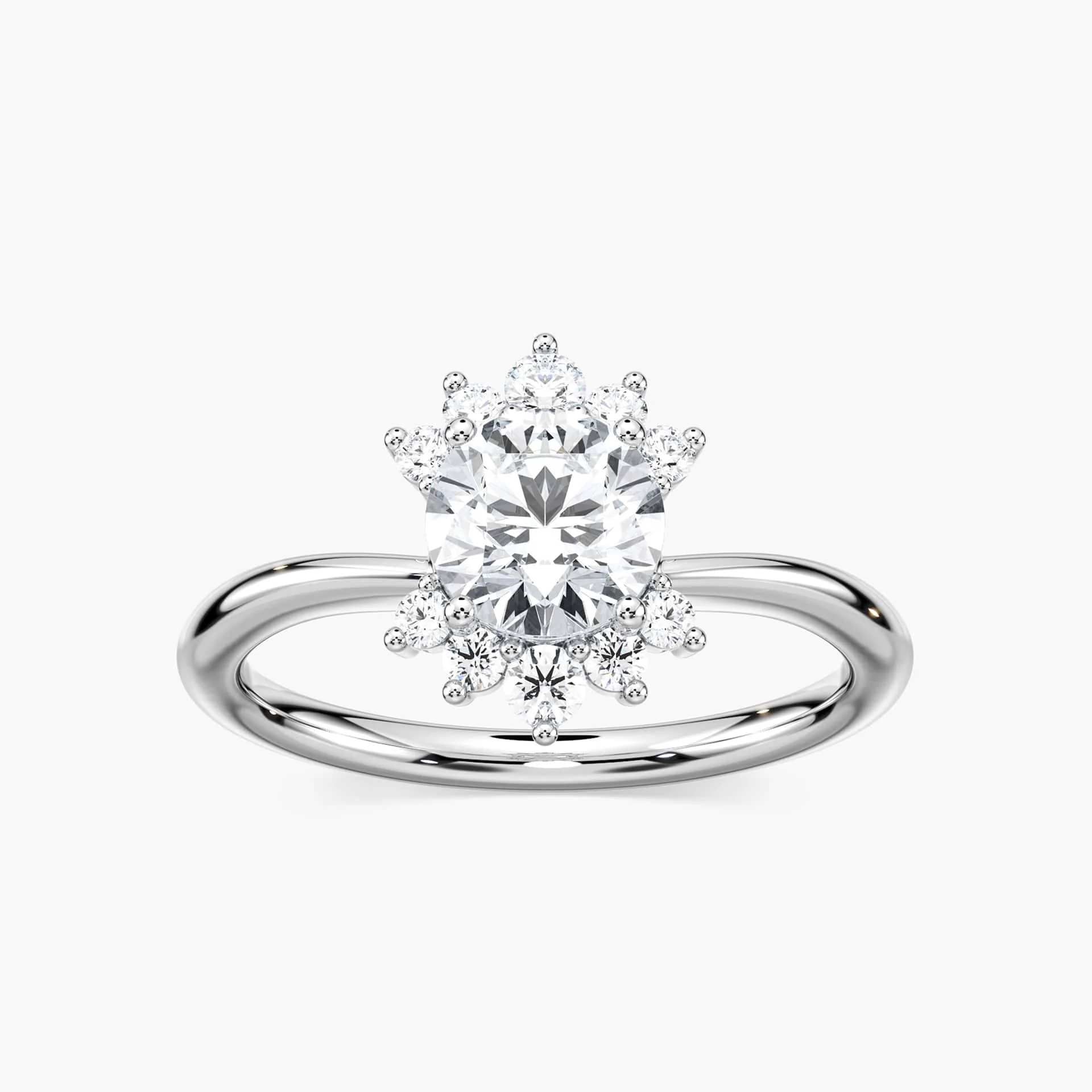Matilda Round Lab Grown Diamond Starburst Halo Engagement Ring