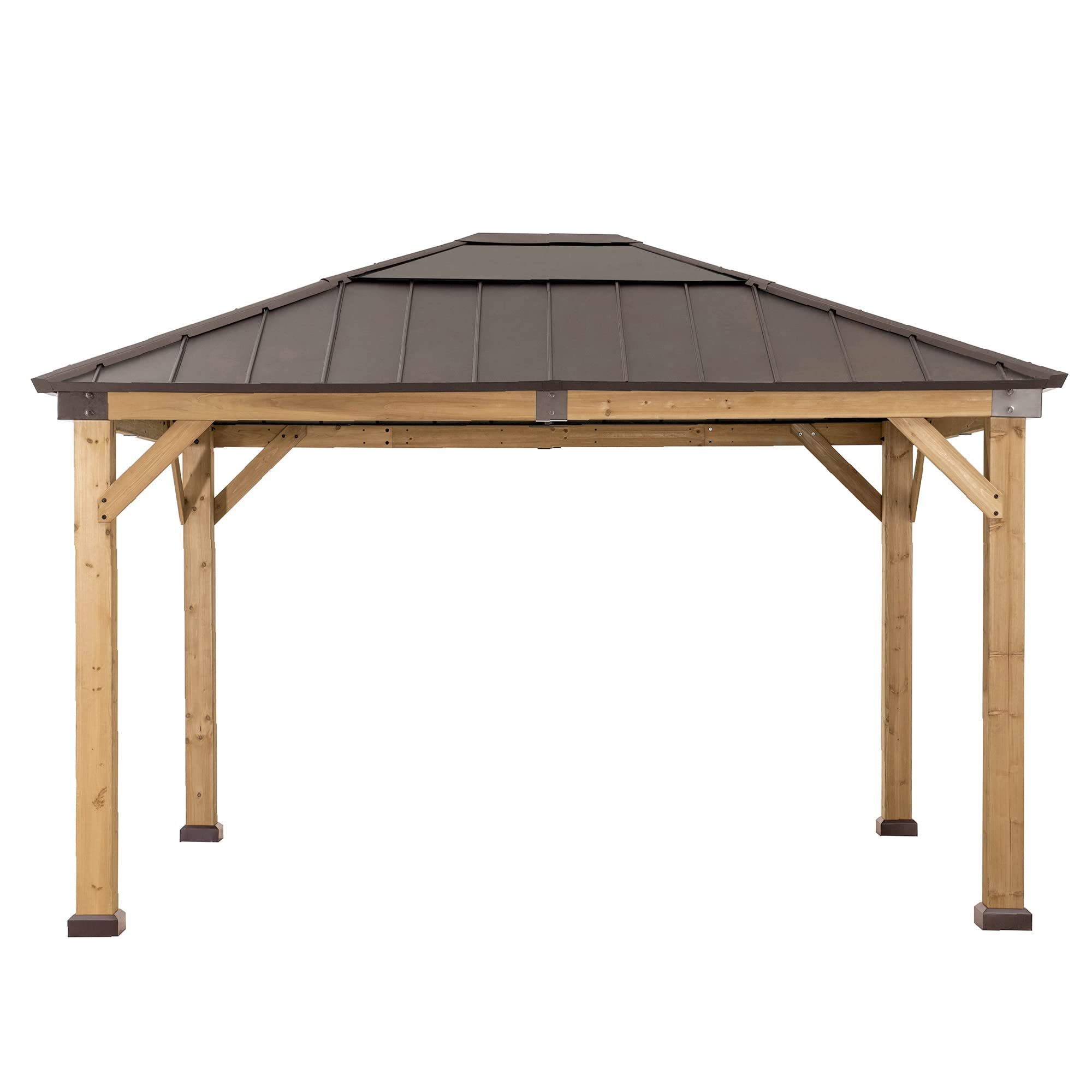 Outdoor Patio 11x13 Cedar Framed Wood Gazebo with Brown Steel