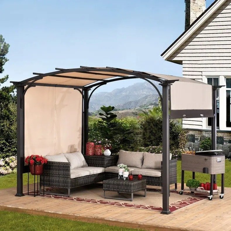 Meadow 11 Ft. W x 9.4 Ft. D Metal Pergola with Canopy