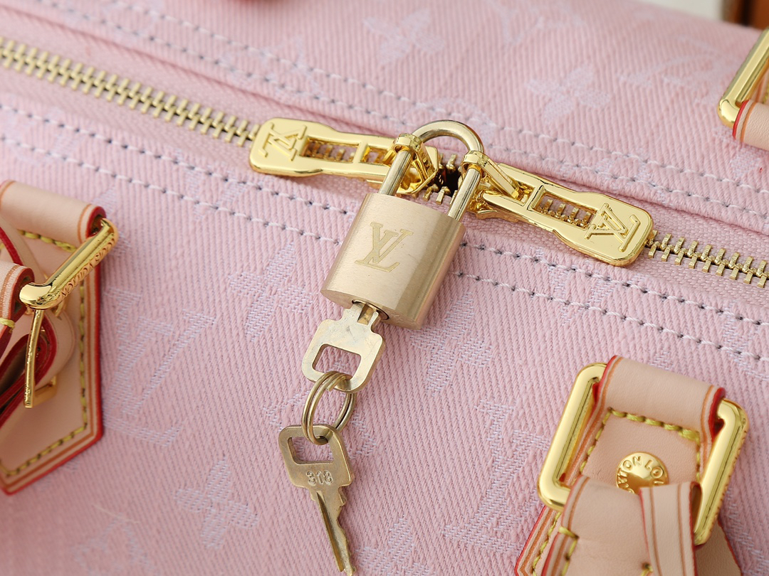 Louis Vuitton Speedy30 Bandoulière Monogram Jacquard Denim Pink