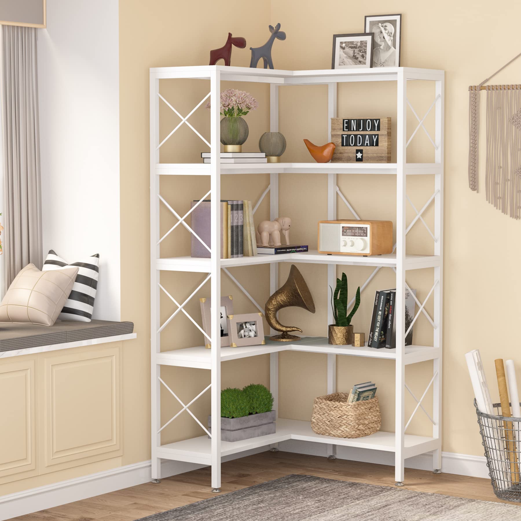 5-Shelf Corner Bookshelf