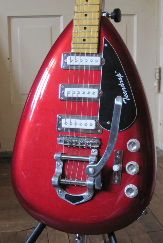 Hutchins Brian Jones 1960s PGW Teardrop Signature Metallic Red Electric Guitar
