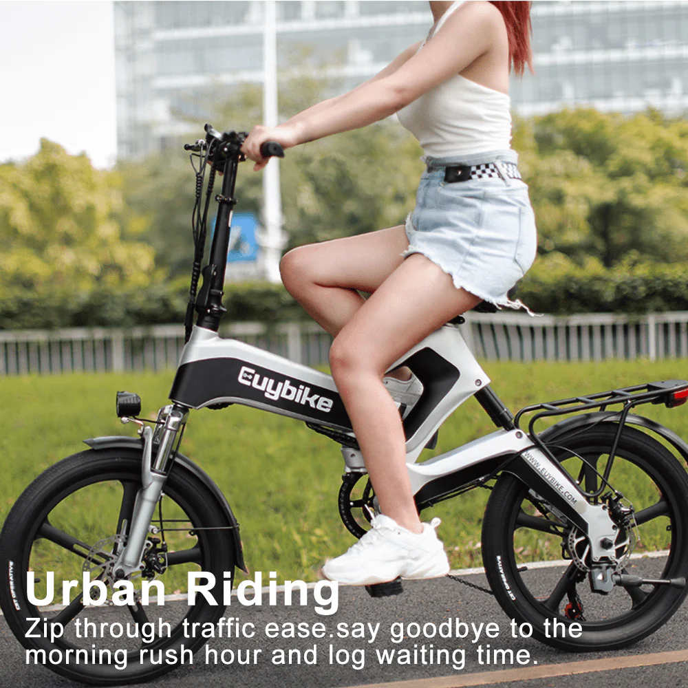 EUY 20in Folding Electric Bike, 500W, 48V 12.8Ah, Black