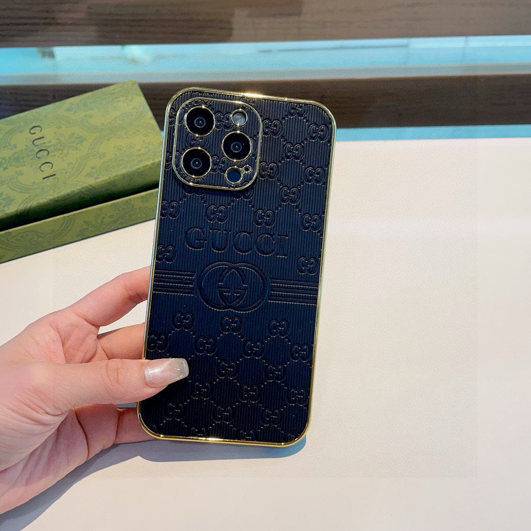 Gucci Electroplated Side Embossed Phone Case | Full Coverage Precision Cutout