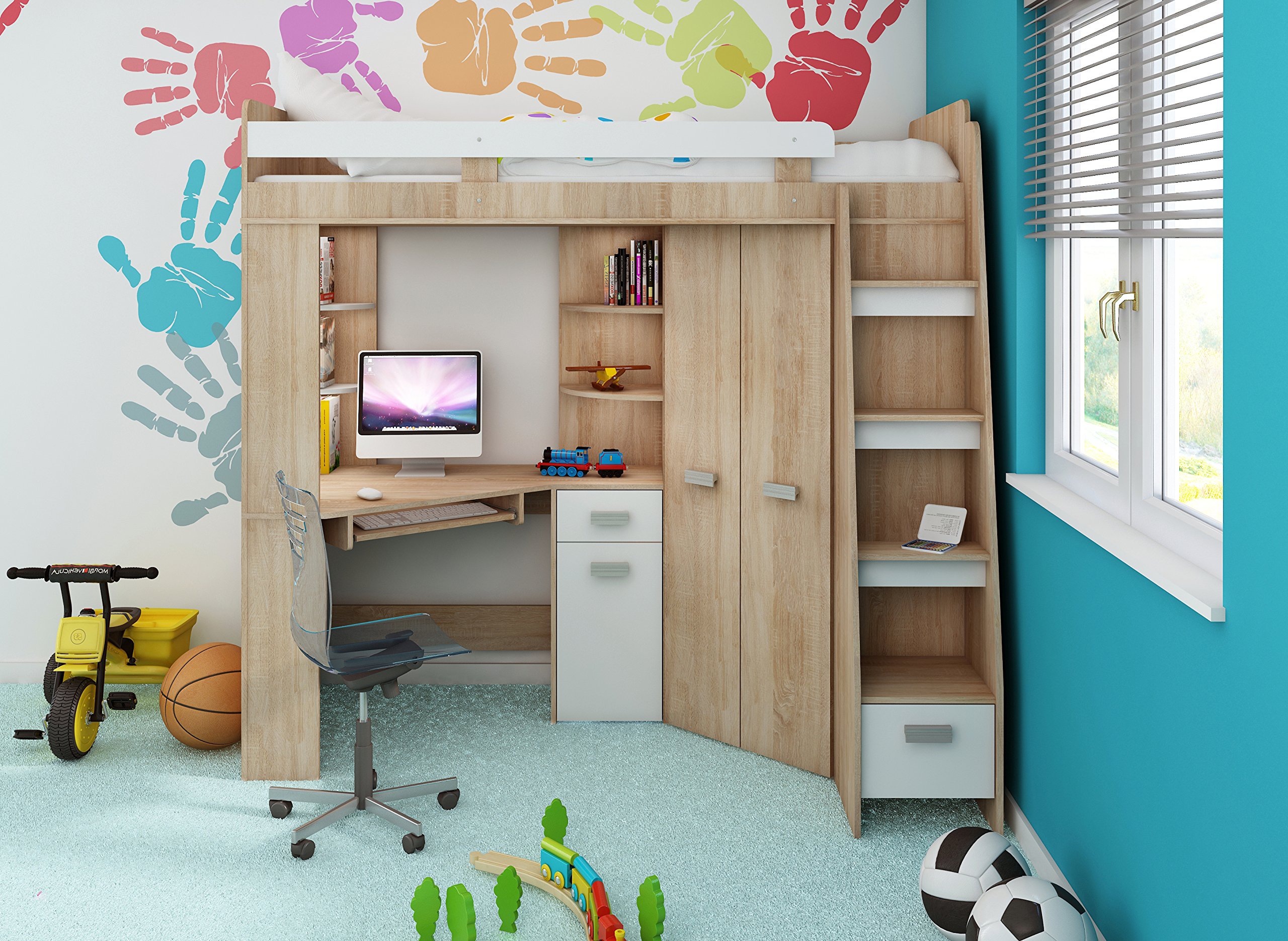 High Sleeper/Bunk Bed - All In 1 Right or Left Hand-side Stairs