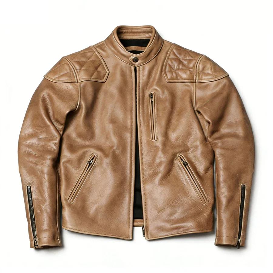 Cowhide locomotive leather jacket