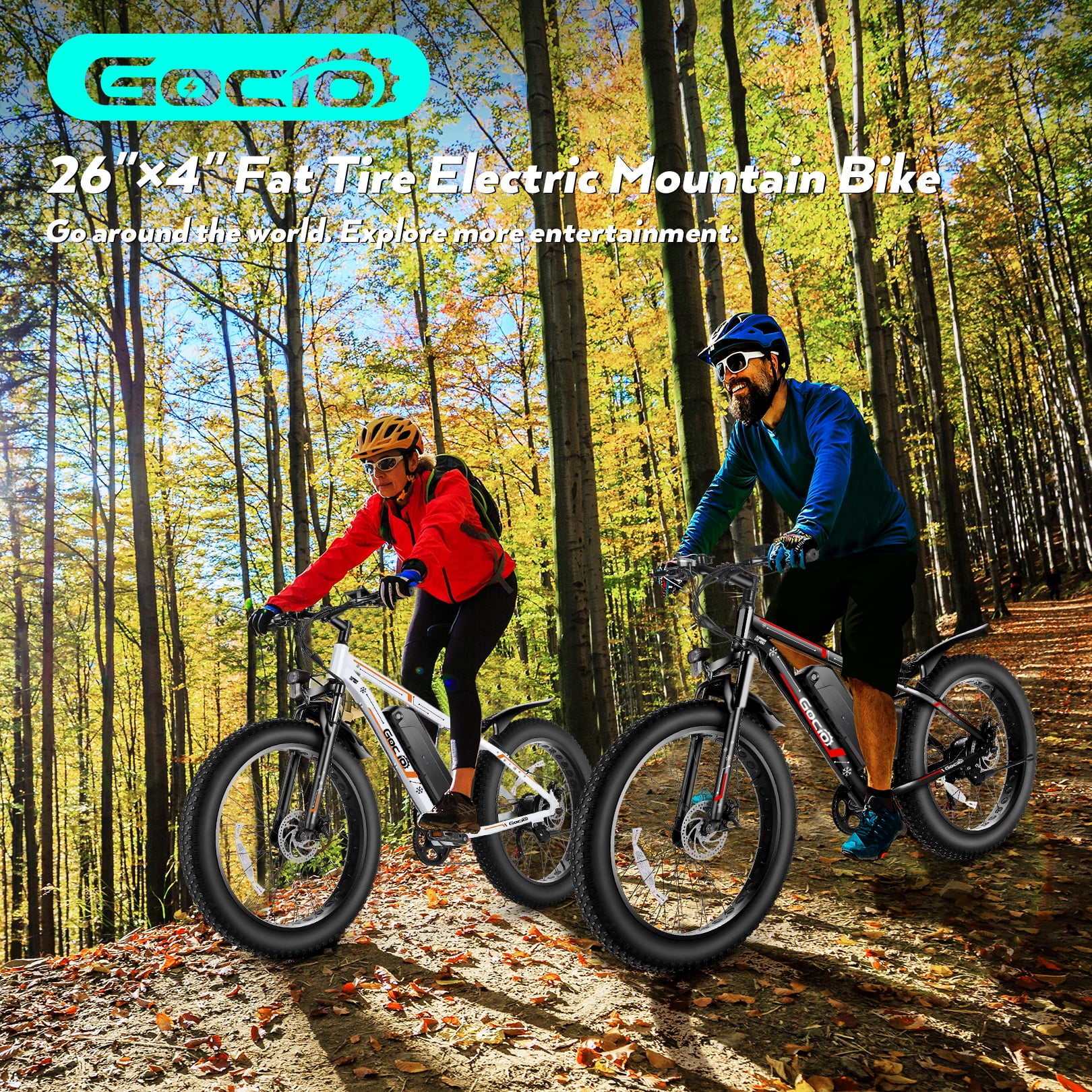Gocio 26in Fat Tire Electric Mountain Bike, 500W, 48V 13Ah