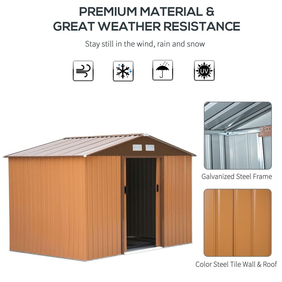 Outdoor garden storage shed Metal tool storage double doors
