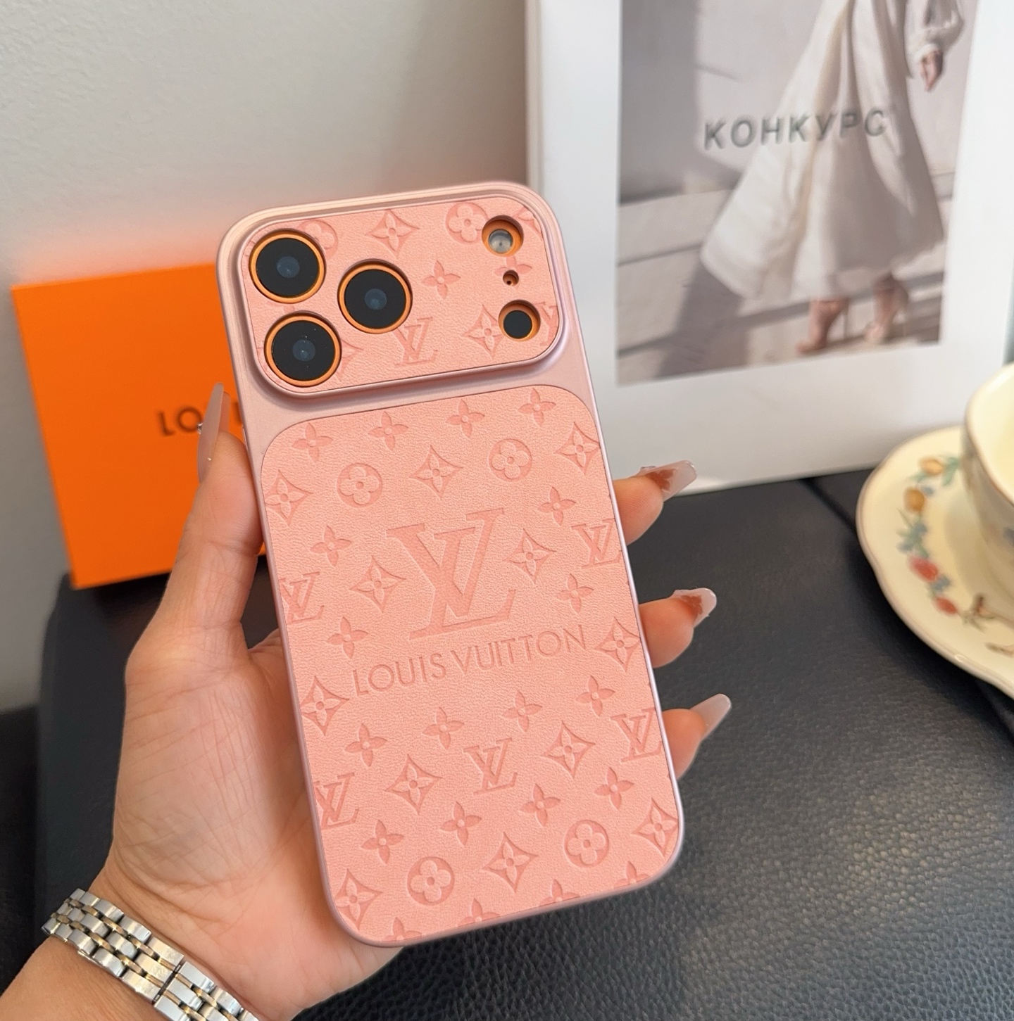Louis Vuitton Embossed Monogram Full Cover Luxury Phone Case
