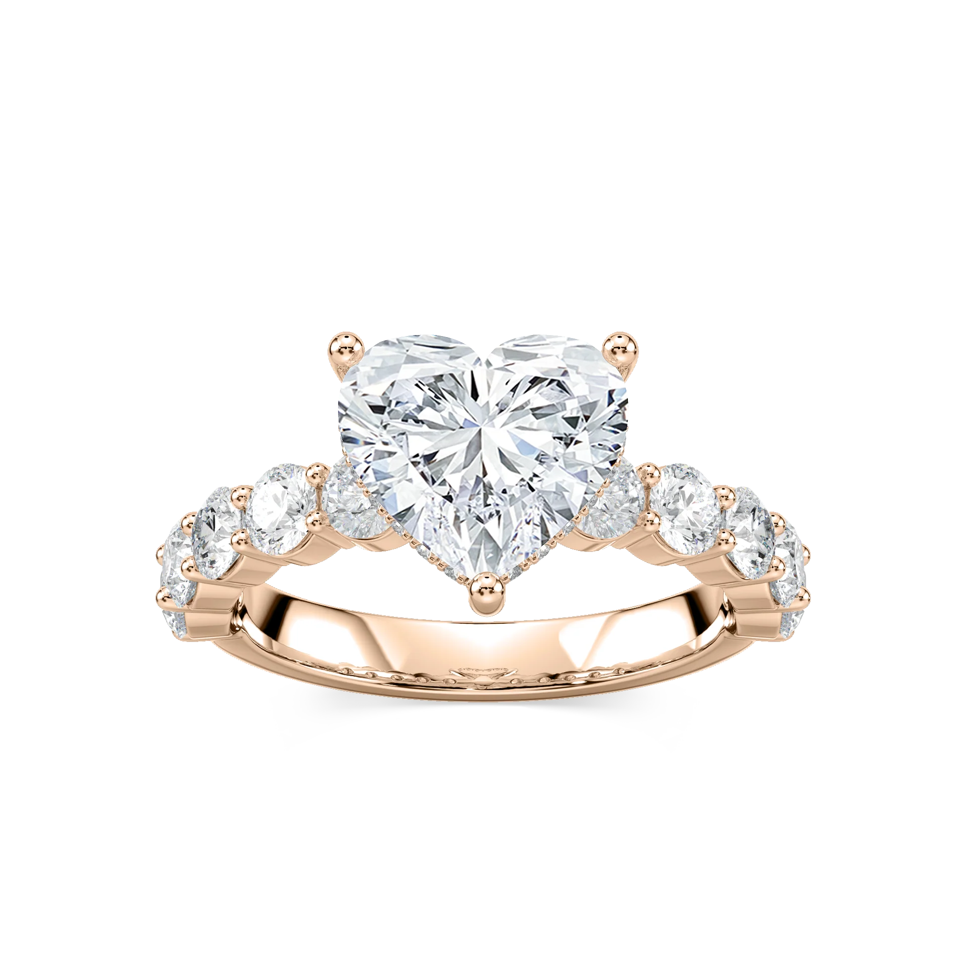 Uma Heart Lab Grown Diamond Shared Prong Hidden Halo Engagement Ring