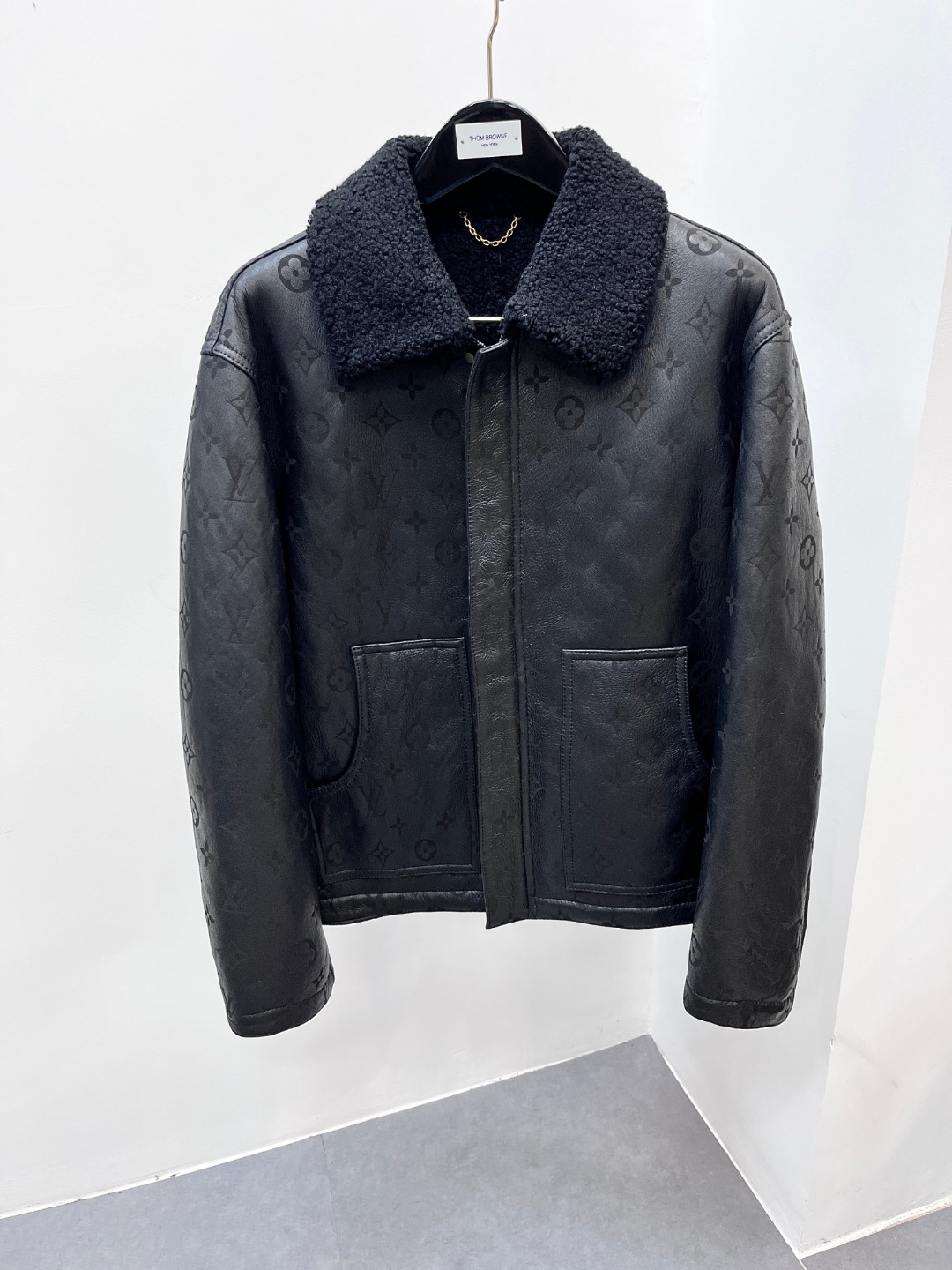 LV Imported Sheepskin Natural Fur One-Piece Coat