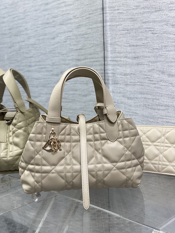 Dior Toujours Tote Bag Small Ivory Cannage