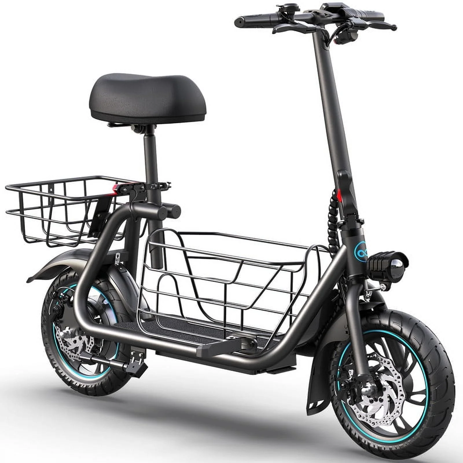 KEESTP Folding Electric Scooter with Pet Basket, 18.6mph