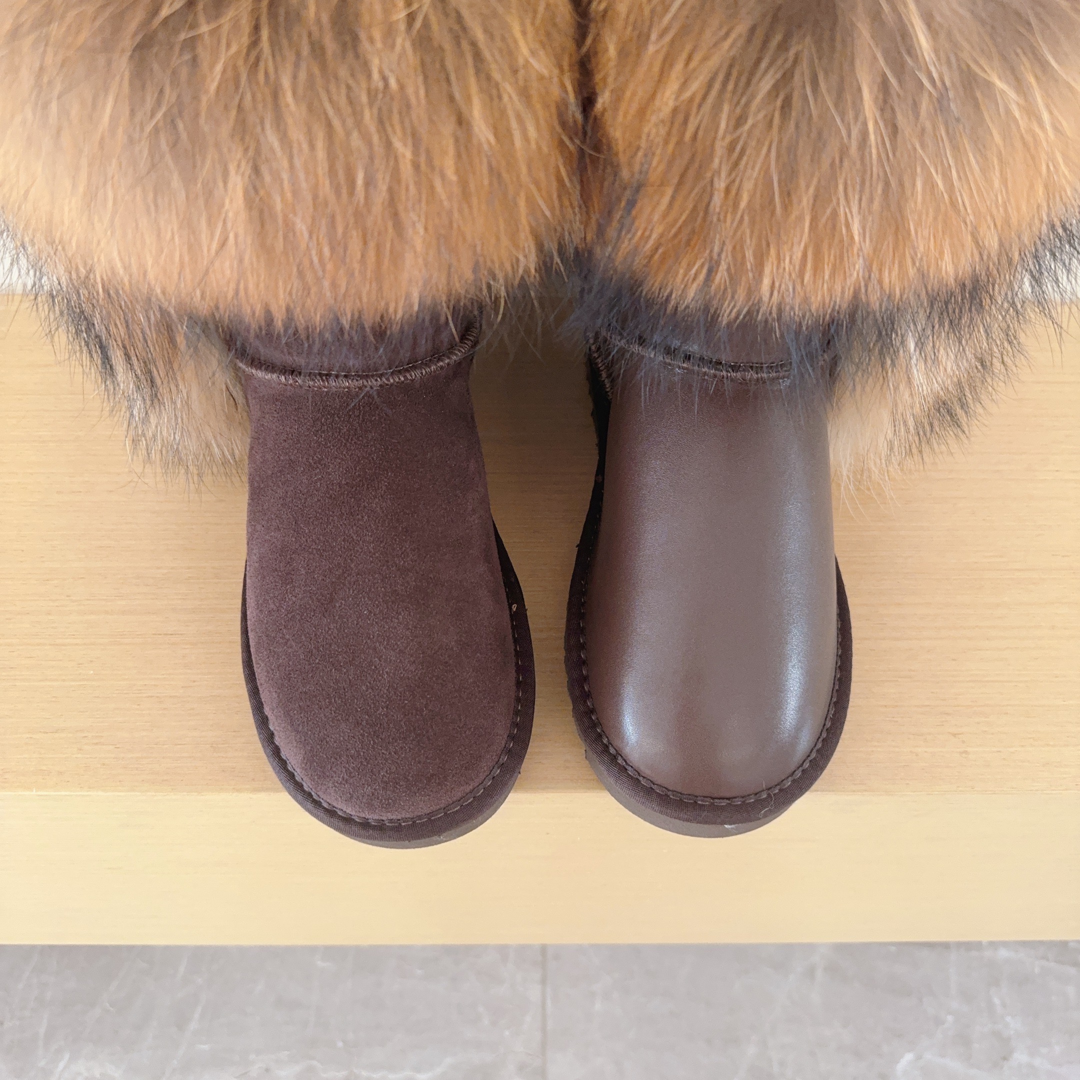 5825 Genuine Fur Trim Mid-Calf Boots