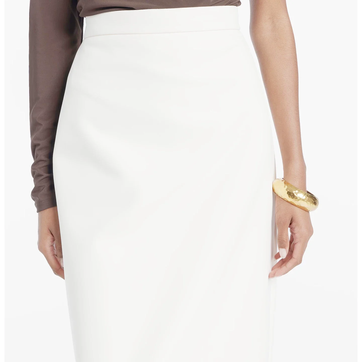 White knee-length pencil skirt