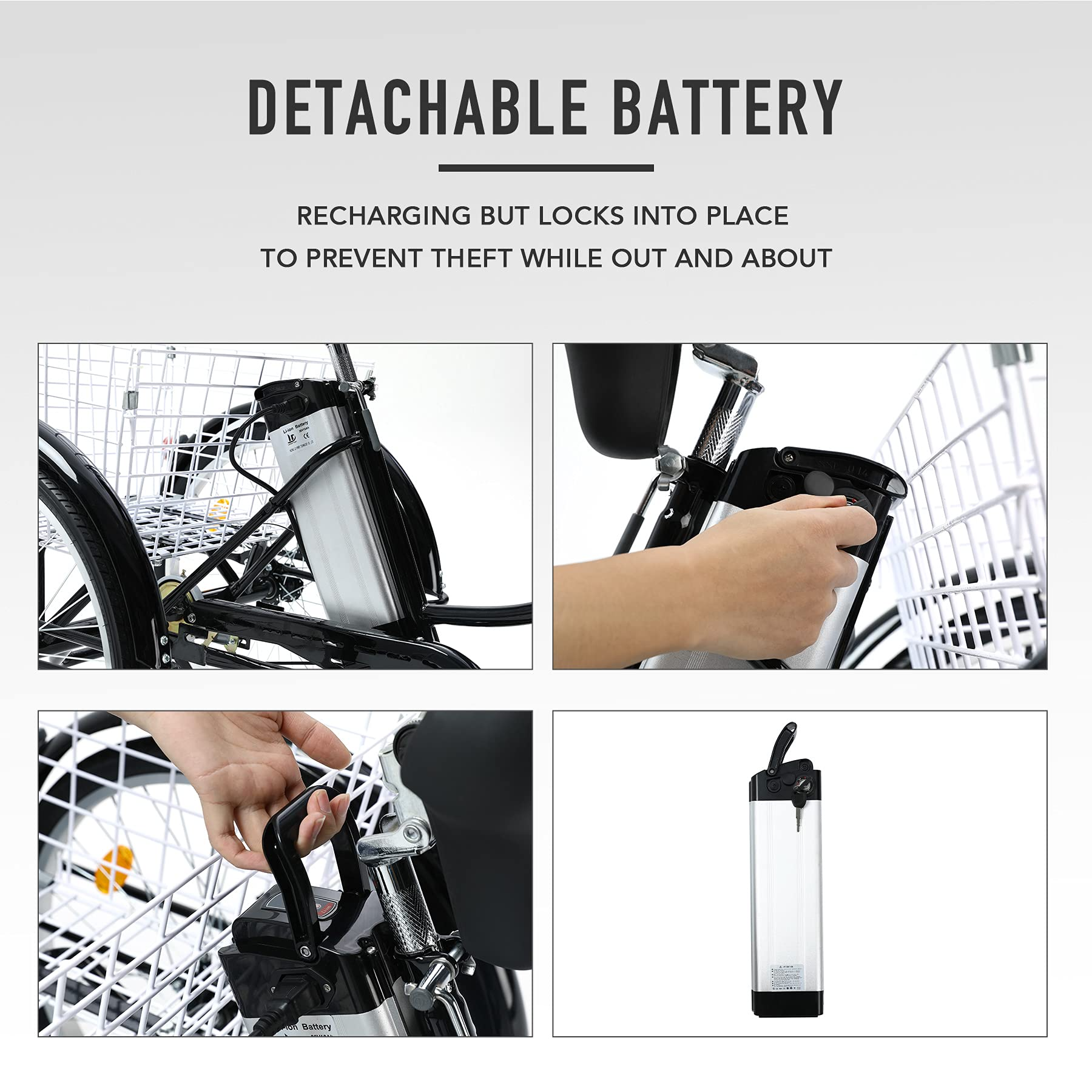 3 Wheel Electric Bike for Adults with 250w Motor