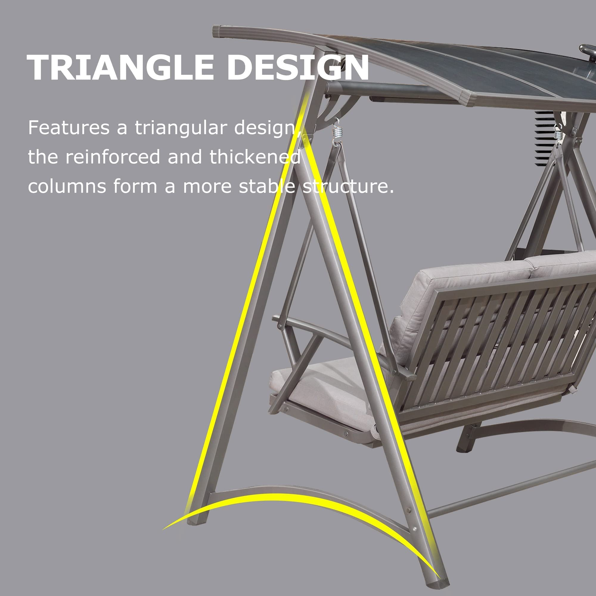 Modern Patio Swing Chair with Canopy 2 Person Yard Hammock Swing