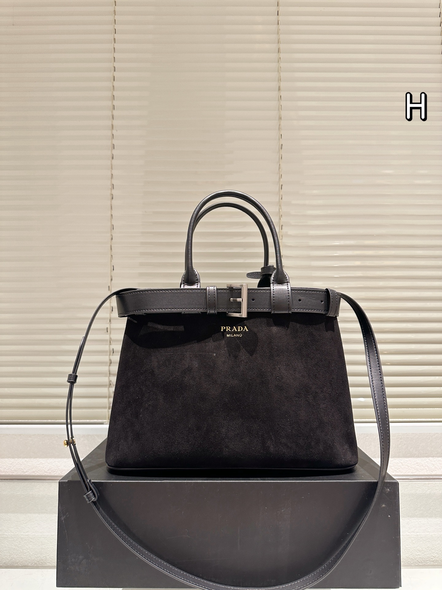 PRADA suede tote bag