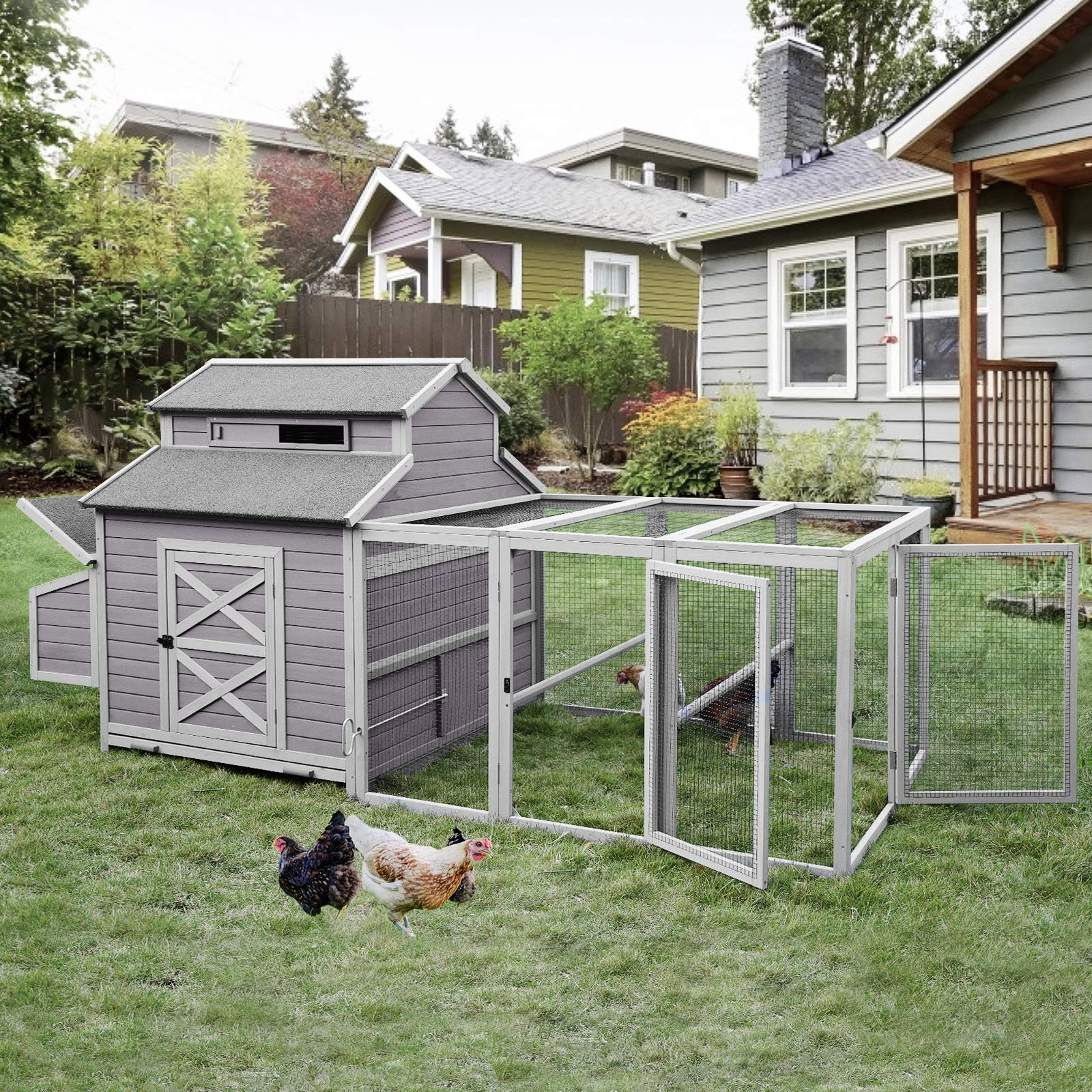 115in Super Large Wooden Chicken Coop Hen House Poultry Cage