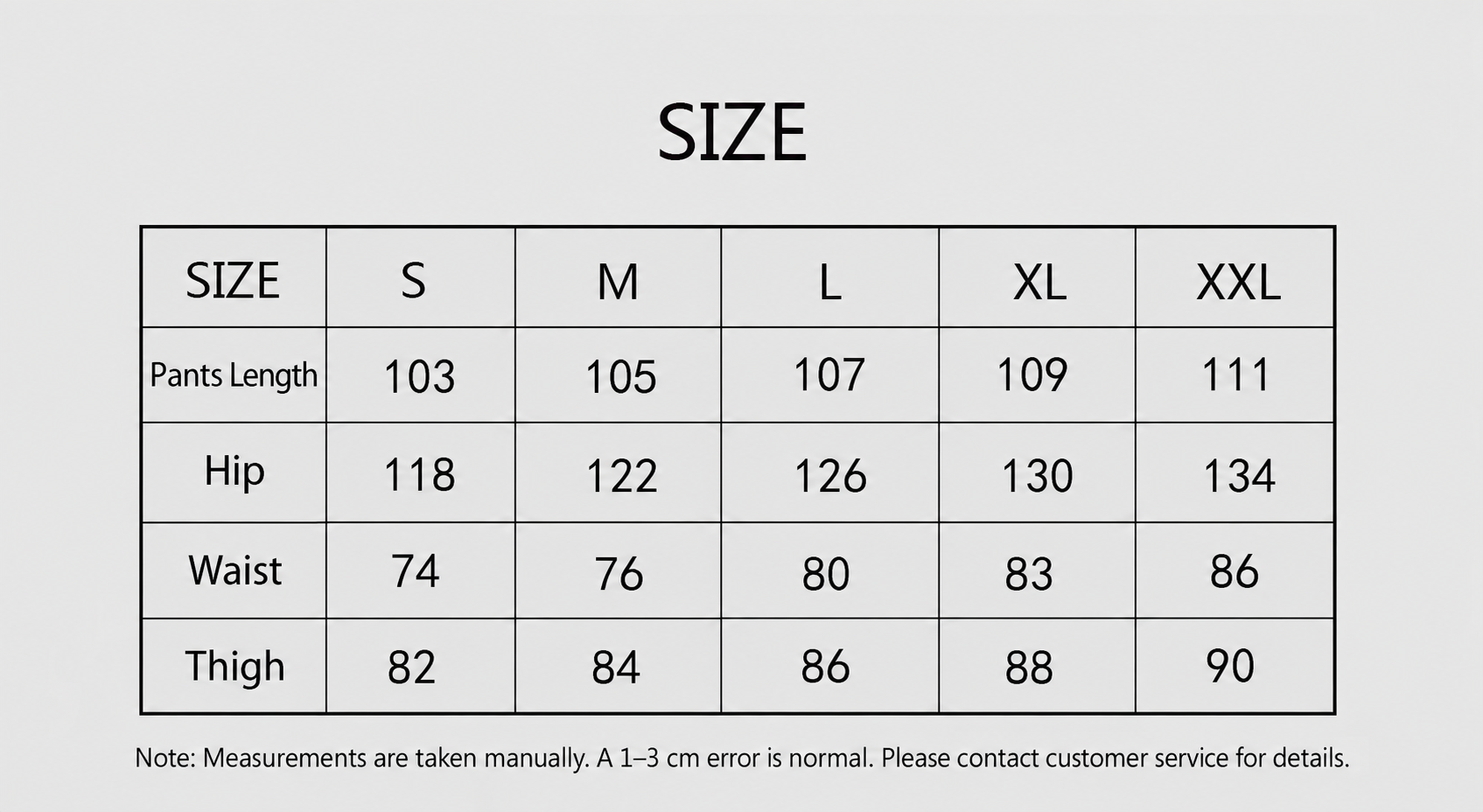 Essentials Pants Size Chart