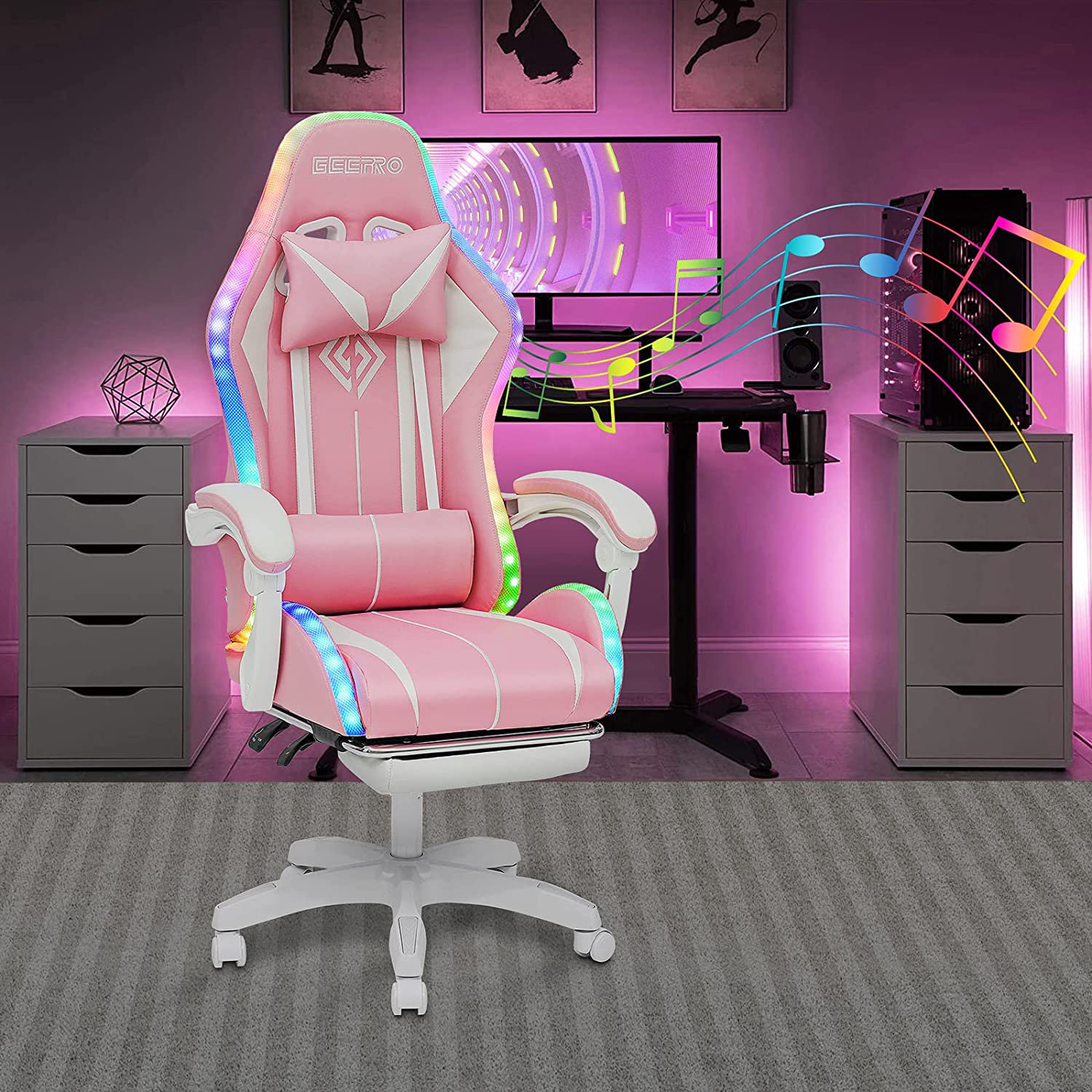 RGB PC & Racing Game Chair With Massage And Bluetooth