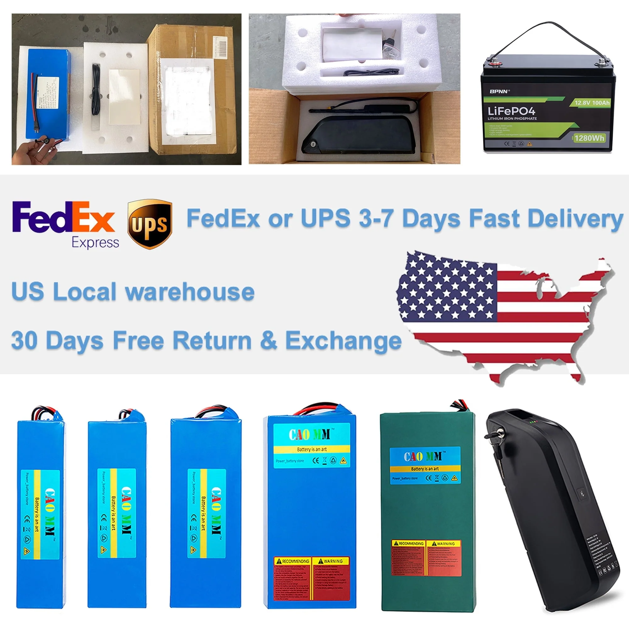 36V 10Ah Lithium E-Bike Battery with Charger, 30A BMS