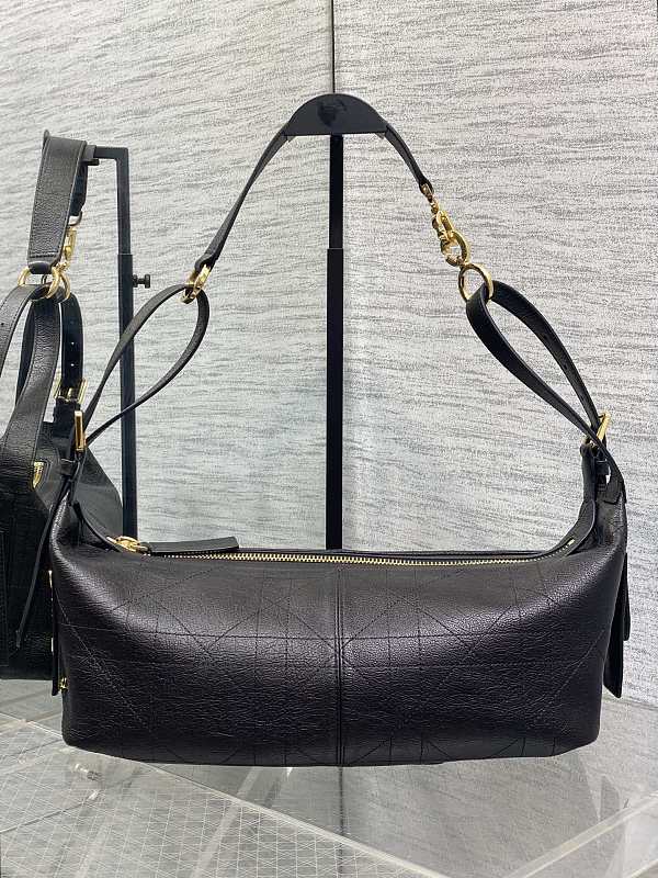 Dior Journey Hobo Bag Medium Black Grained Leather