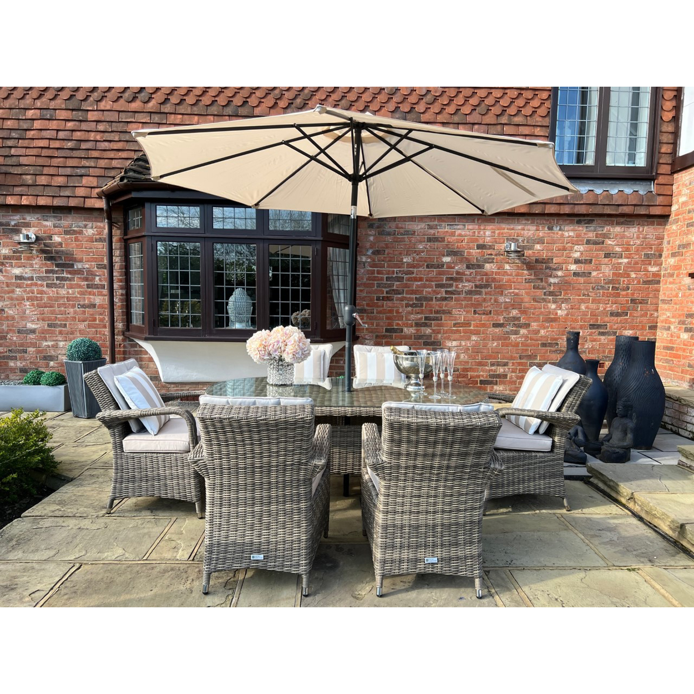 6 Savannah Armchairs 1.8 mtr Oval Set