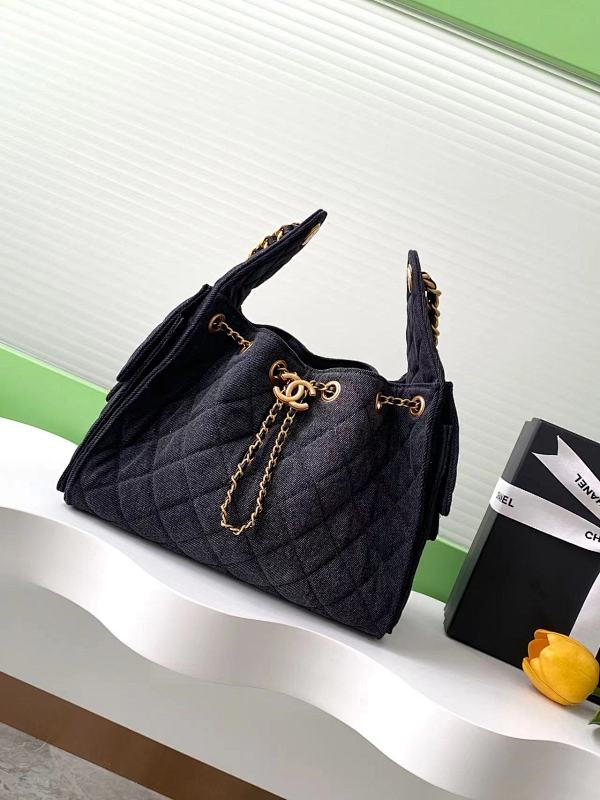 Chanel Denim Hobo Bag Black