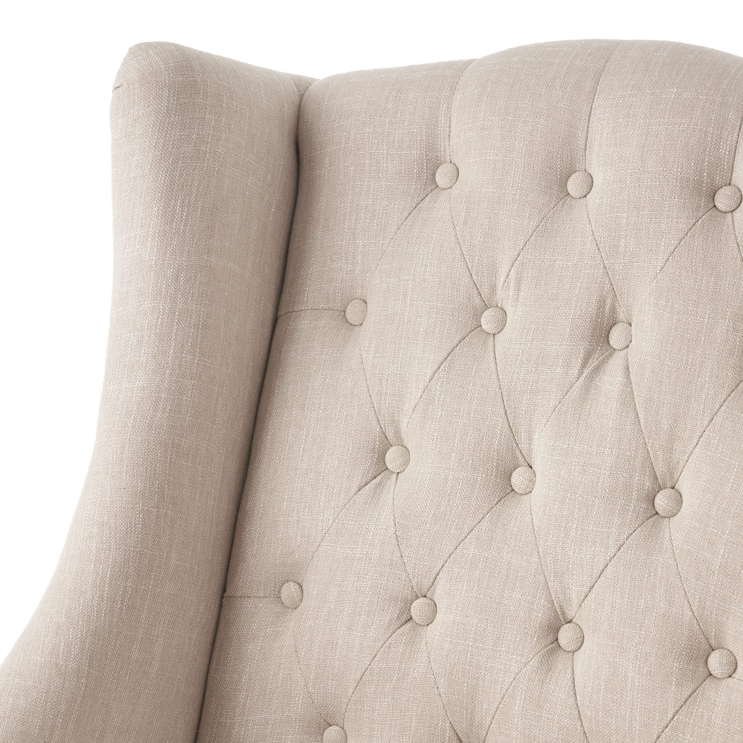 Great Deal Furniture Clarice Tall Wingback Tufted Fabric Accent