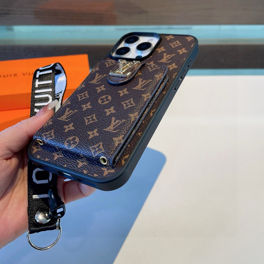 LV Classic Monogram Full Coverage Case - Top & Bottom Card Slots + Lanyard