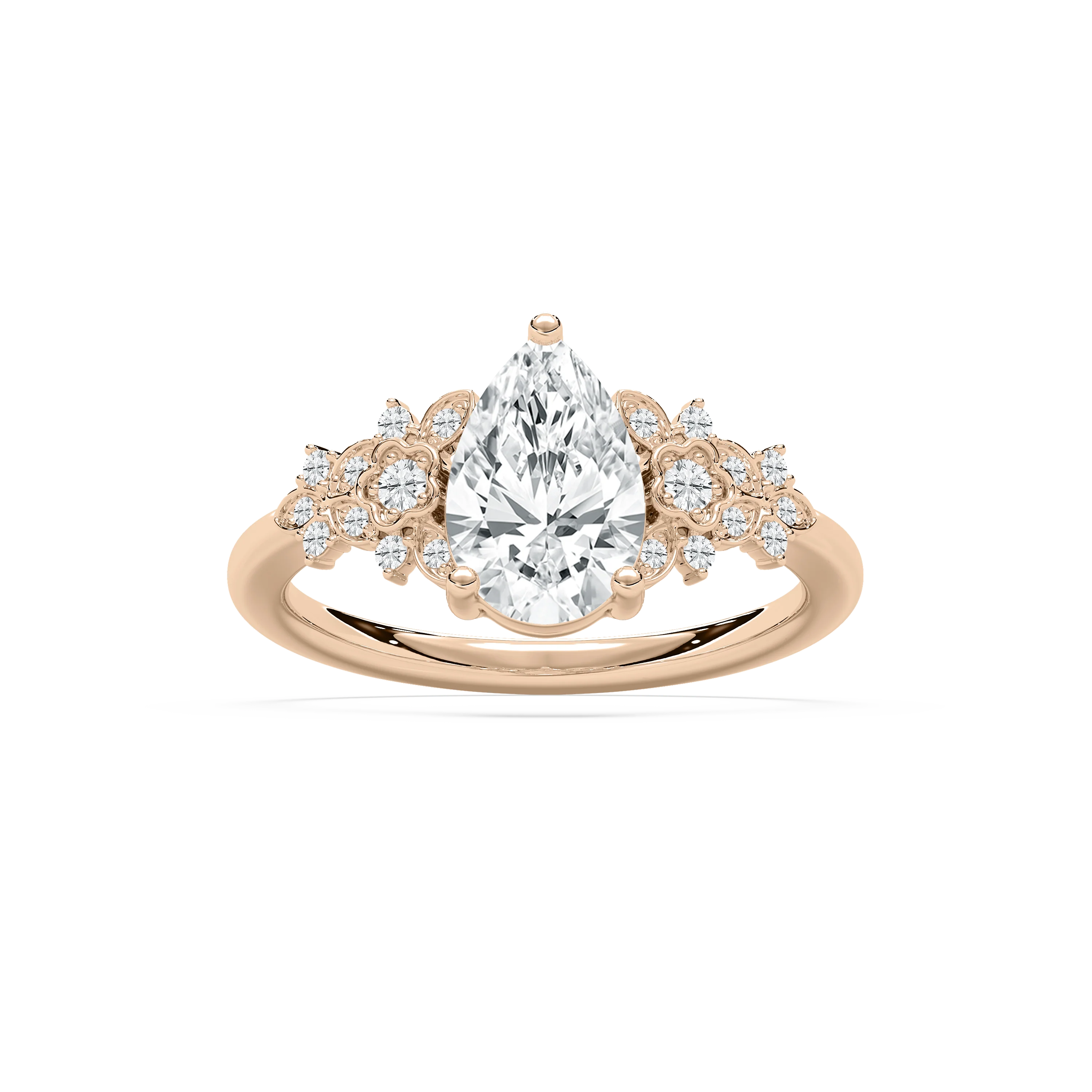 Amal 1 ²⁄₃ ctw Lab Grown Diamond Floral Side Stone Engagement Ring