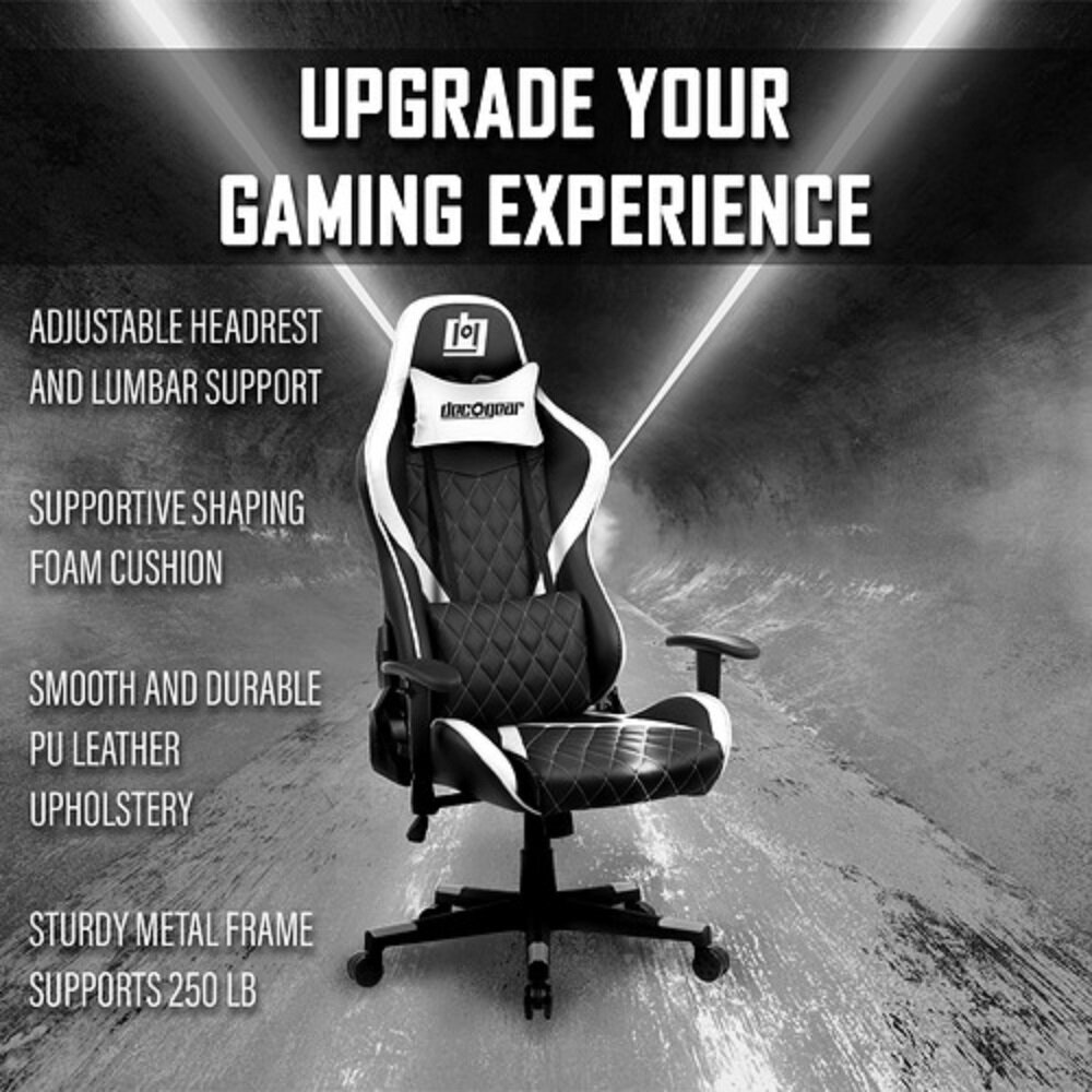 White Foam Gaming Computer Chair with Hydraulic Seat Adjustment