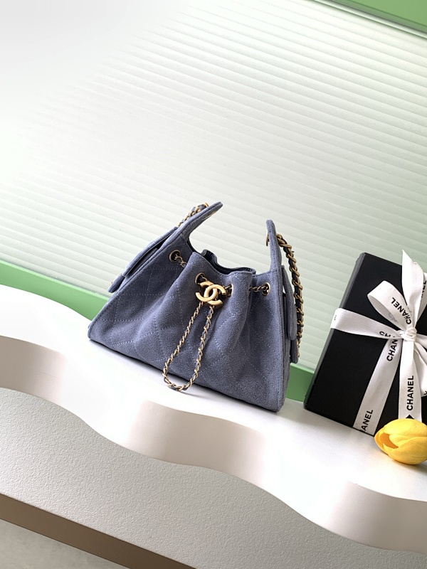 Chanel Drawstring Hobo Bag Slate Grey