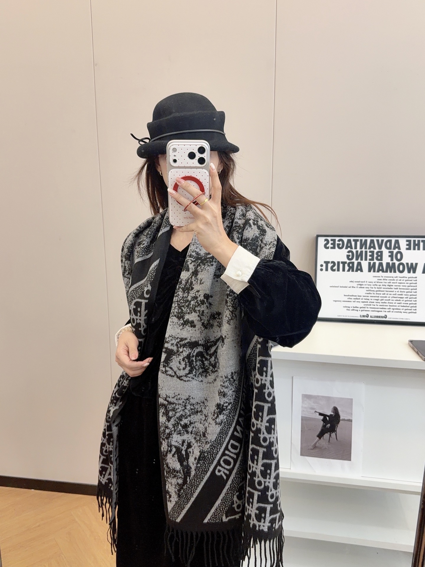 Dior Toile Print Shawl Grey and Pink 180 x 60 cm product images