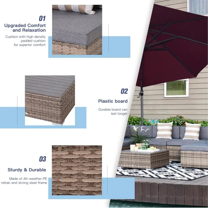 Outsunny 7 Piece Terrace Rattan Sofa Set All Weather