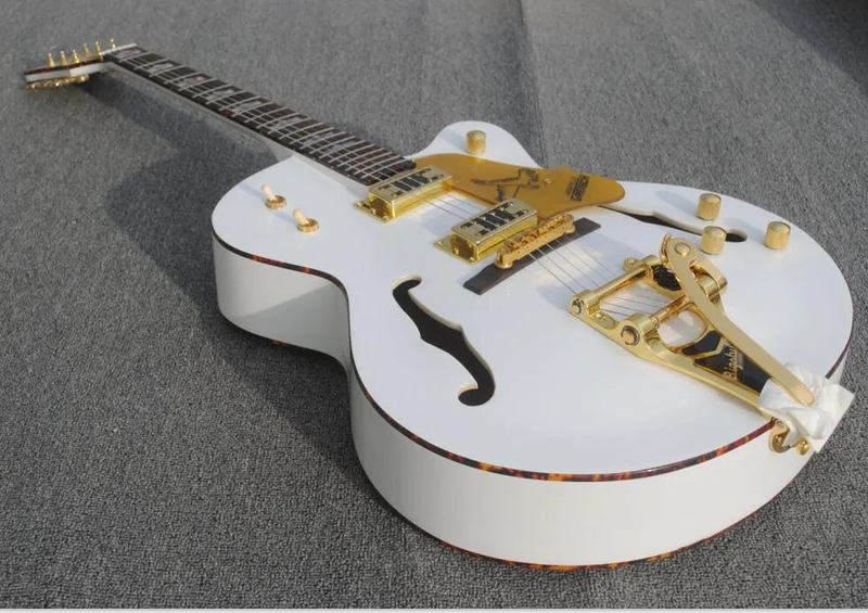 White G6120 Semi Hollow Body Jazz Electric Guitar Imperial Tuners,Double F Holes