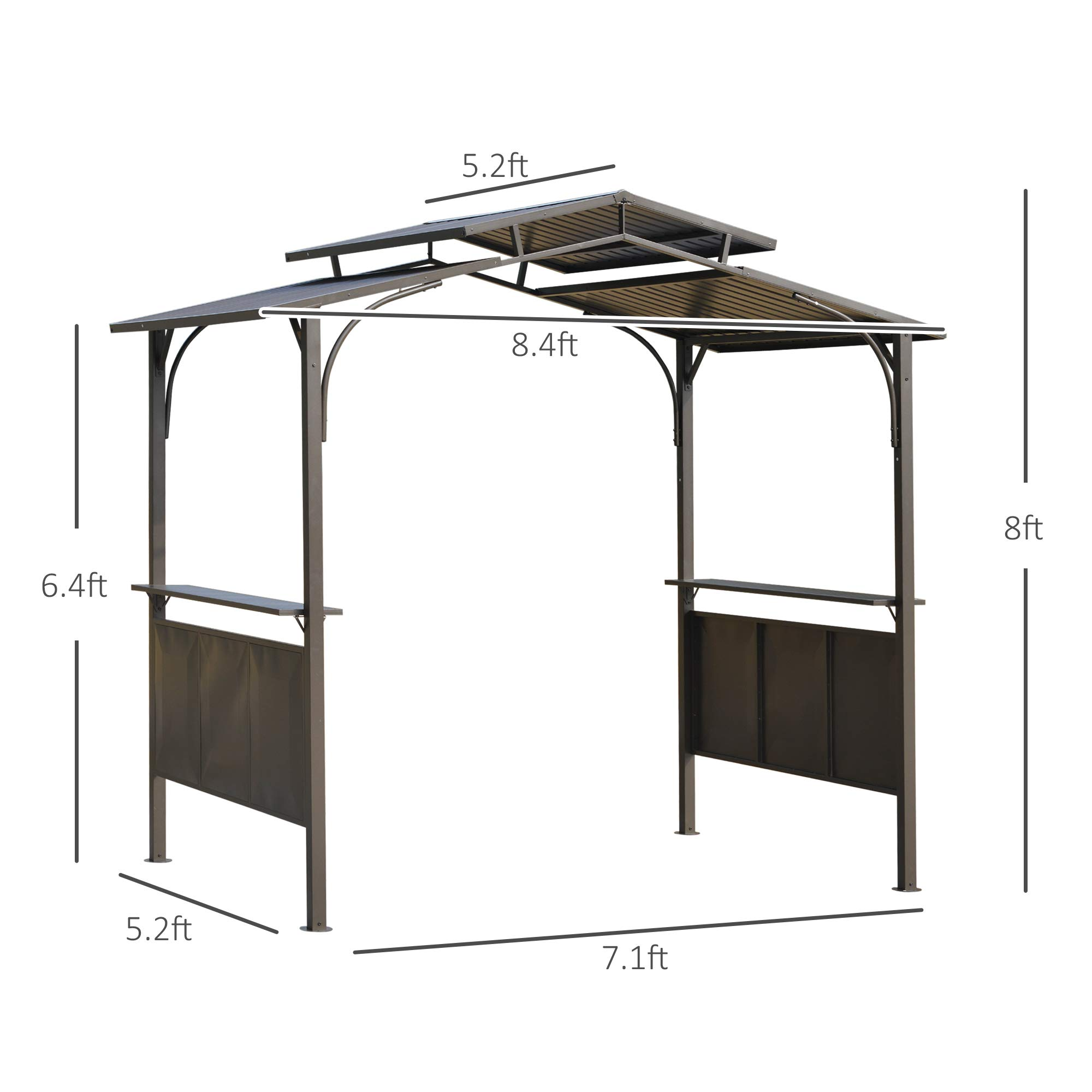8'x5' BBQ Grill Gazebo with 2 Side Shelves