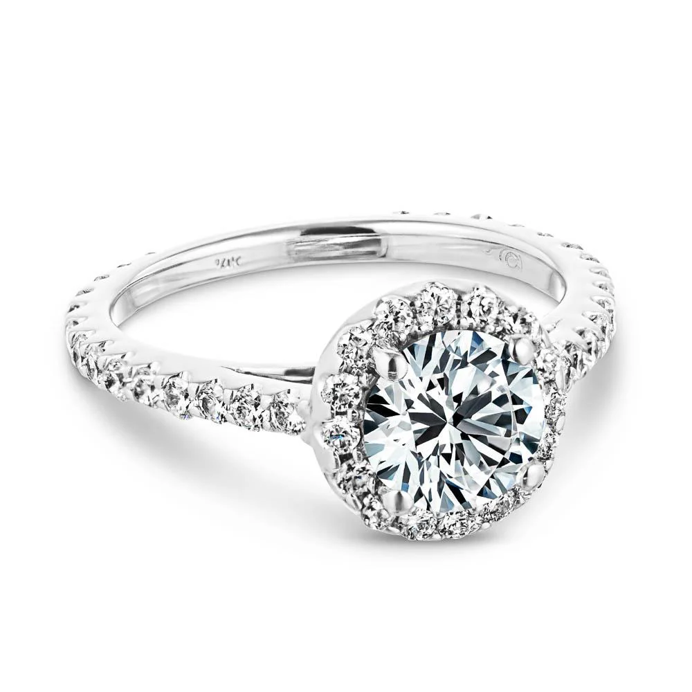 Emilia Round Lab Grown Diamond Pave Cathedral Halo Engagement Ring