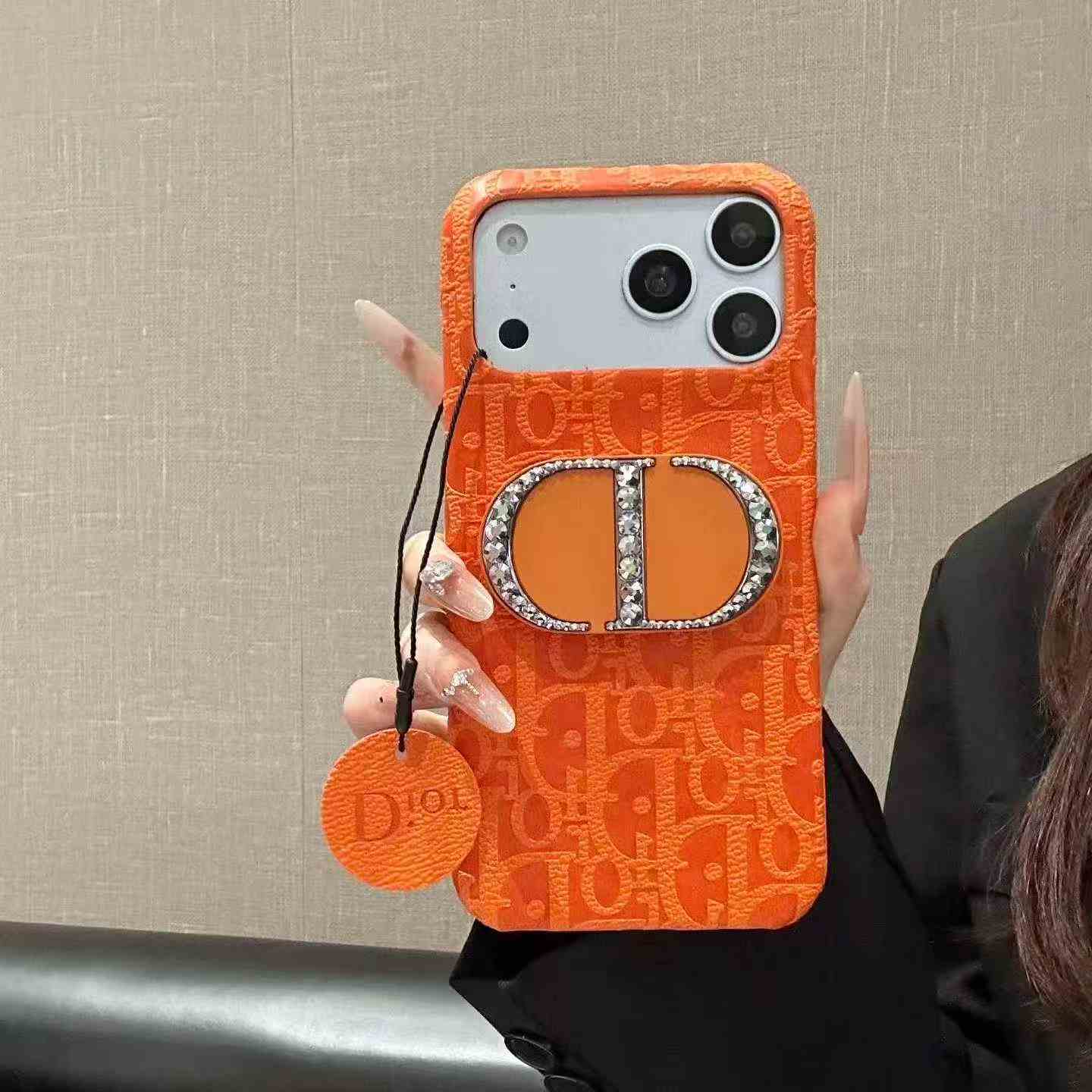 Embossed Faux Leather Flip Phone Case, Rhinestone Metal Buckle Shockproof Protective Cover For Vertical Foldable Cellphone