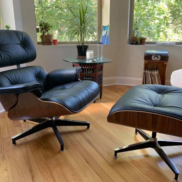 Genuine Leather Recliner with Ottoman