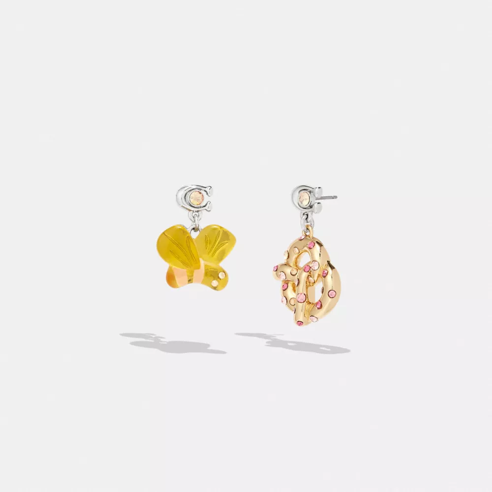 COAthtCH Bumble Bee Pretzel Mismatch Earrings