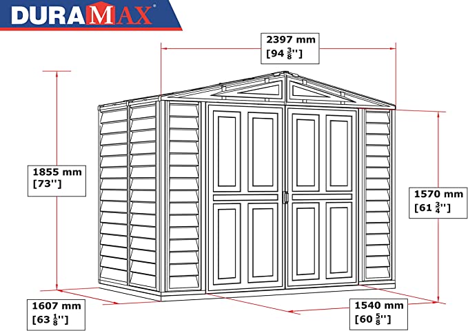 8' x 6' Plastic Garden Shed with Foundation Kit - Ivory - 15