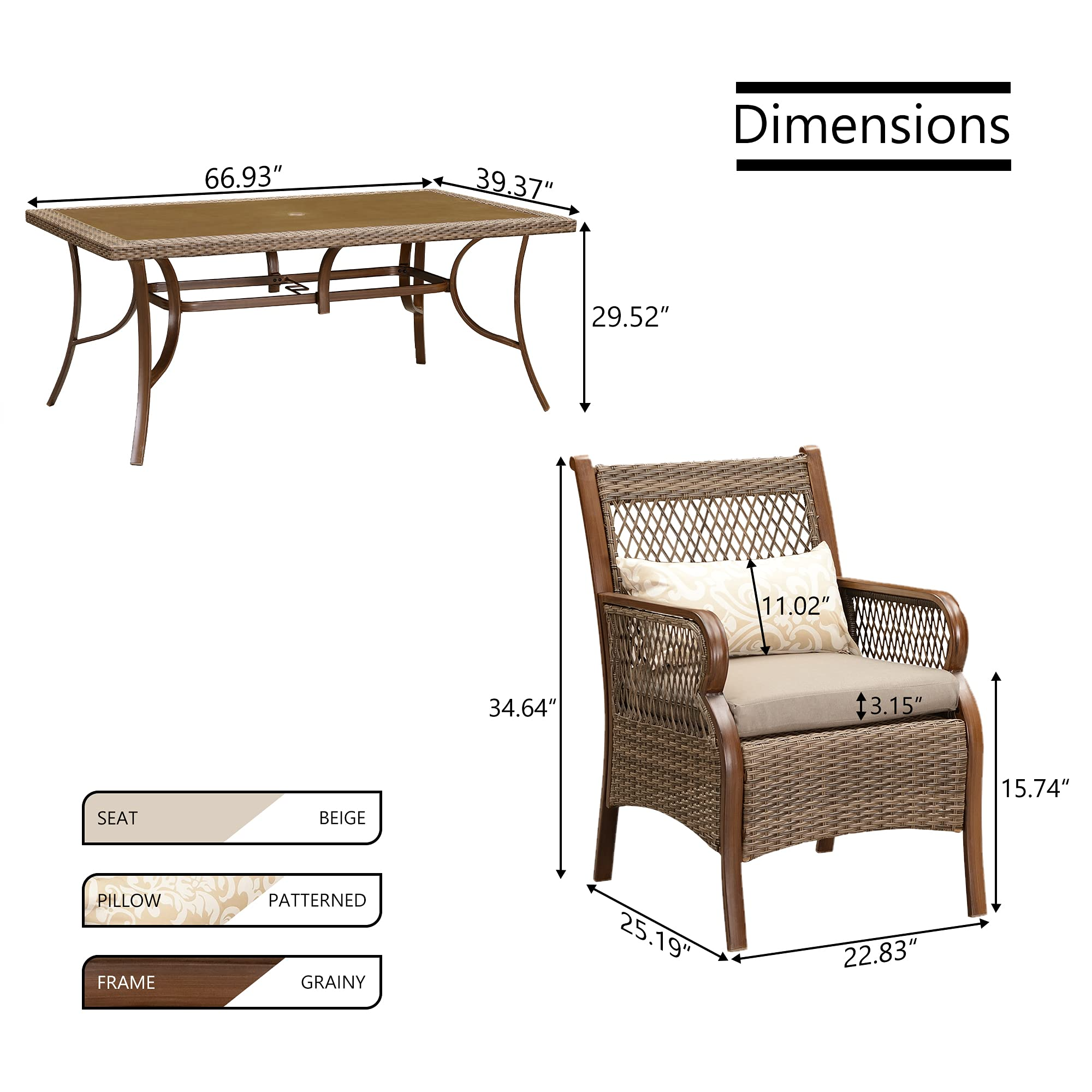 Wicker Patio Furniture Sets Rectangular Tempered Glass Top