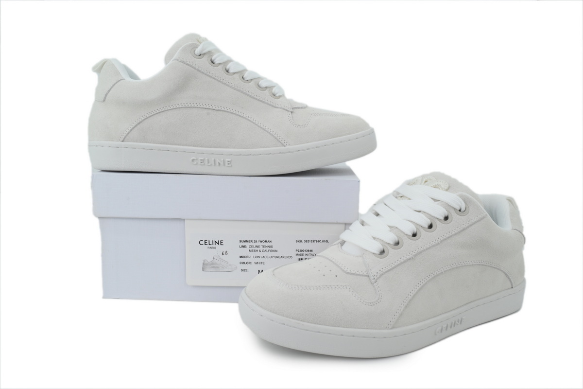 Celine Huntington Suede Sneaker White