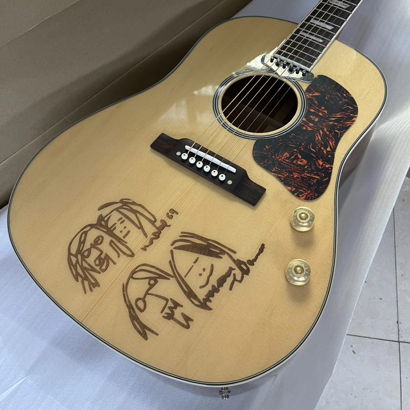 Top Arrival 42#John Lennon Signature Model Acoustic Electric Guitar Solid Spruce