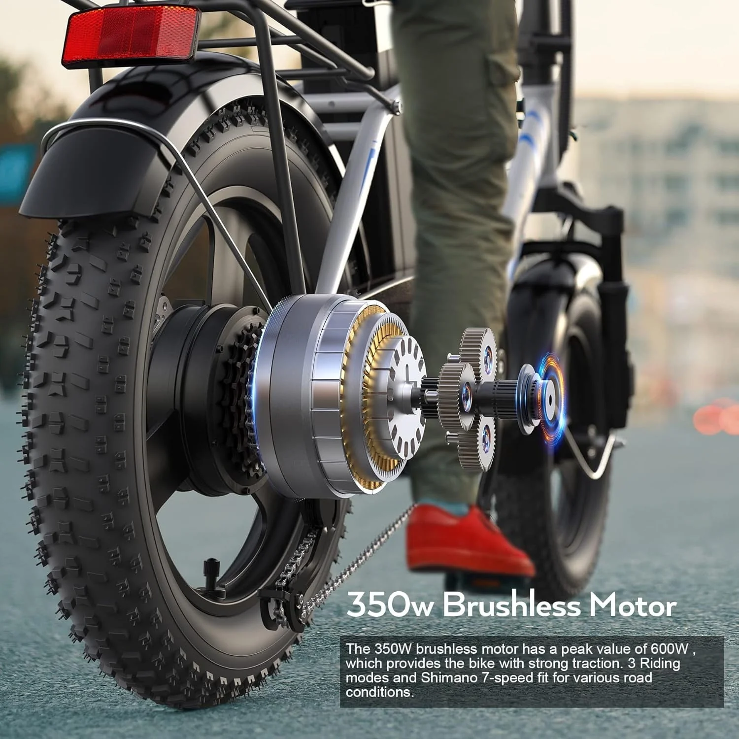 Vivi 16in Folding Fat Tire Electric Bike, 350W