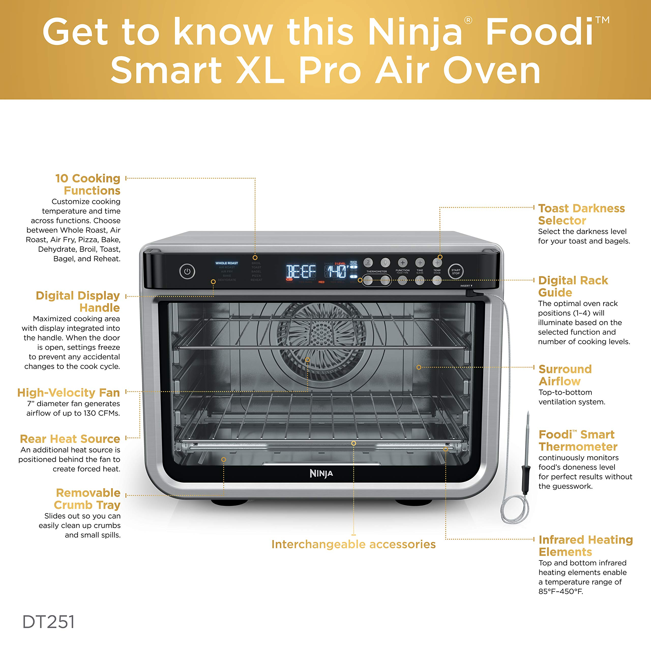 Ninja DT251 Foodi 10-in-1 Smart XL Air Fry Oven