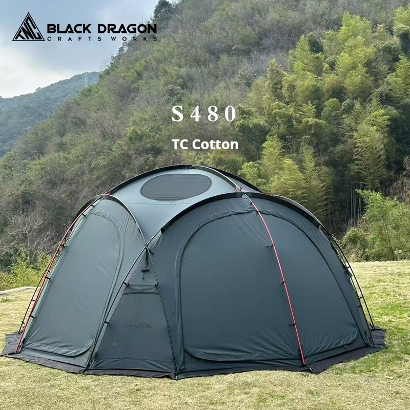 BLACK DRAGON S480 Cotton Canvas Tent Spherical Dome, Large Space, Windproof and Rainproof