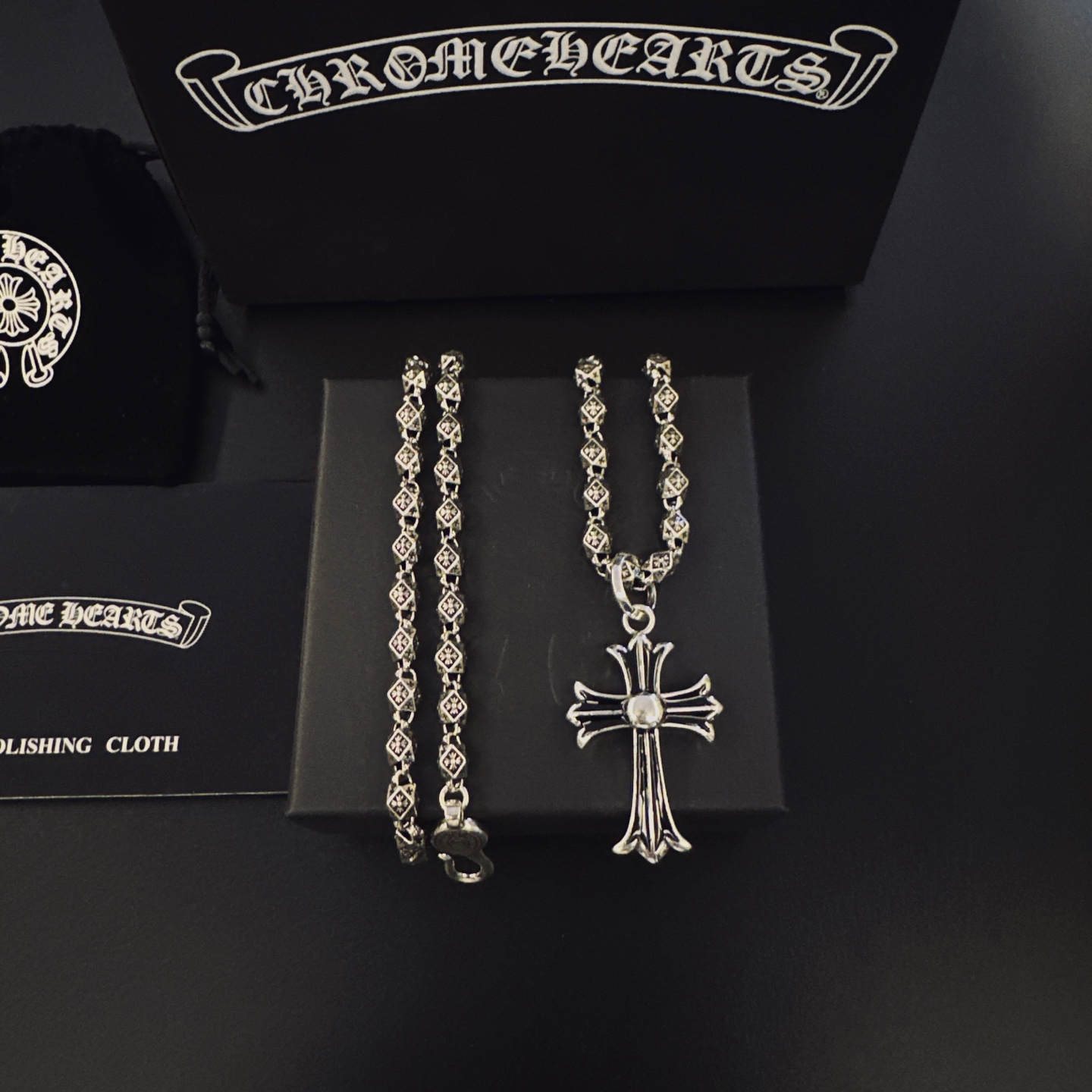 Chrome Hearts Gothic Cross Sterling Silver Necklace